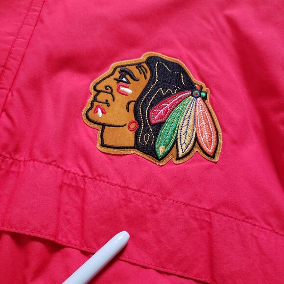 Vintage 90s Chalk Line Chicago Blackhawks Size Large USA Made Mens Red Jacket - Picture 3 of 13